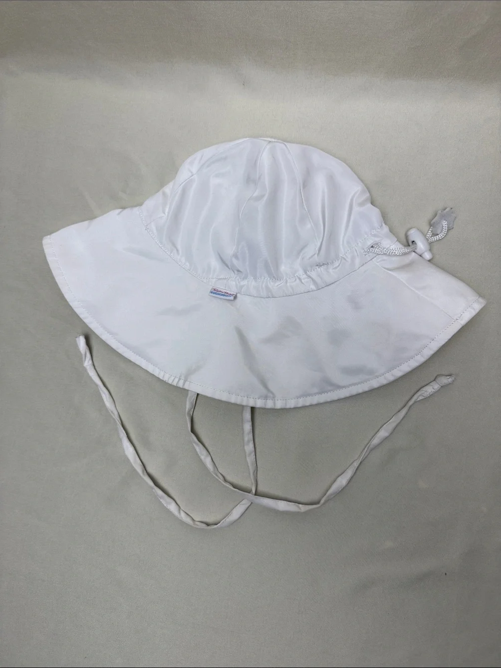 Ruffle Butts White Sun Hat with Chin Strap
